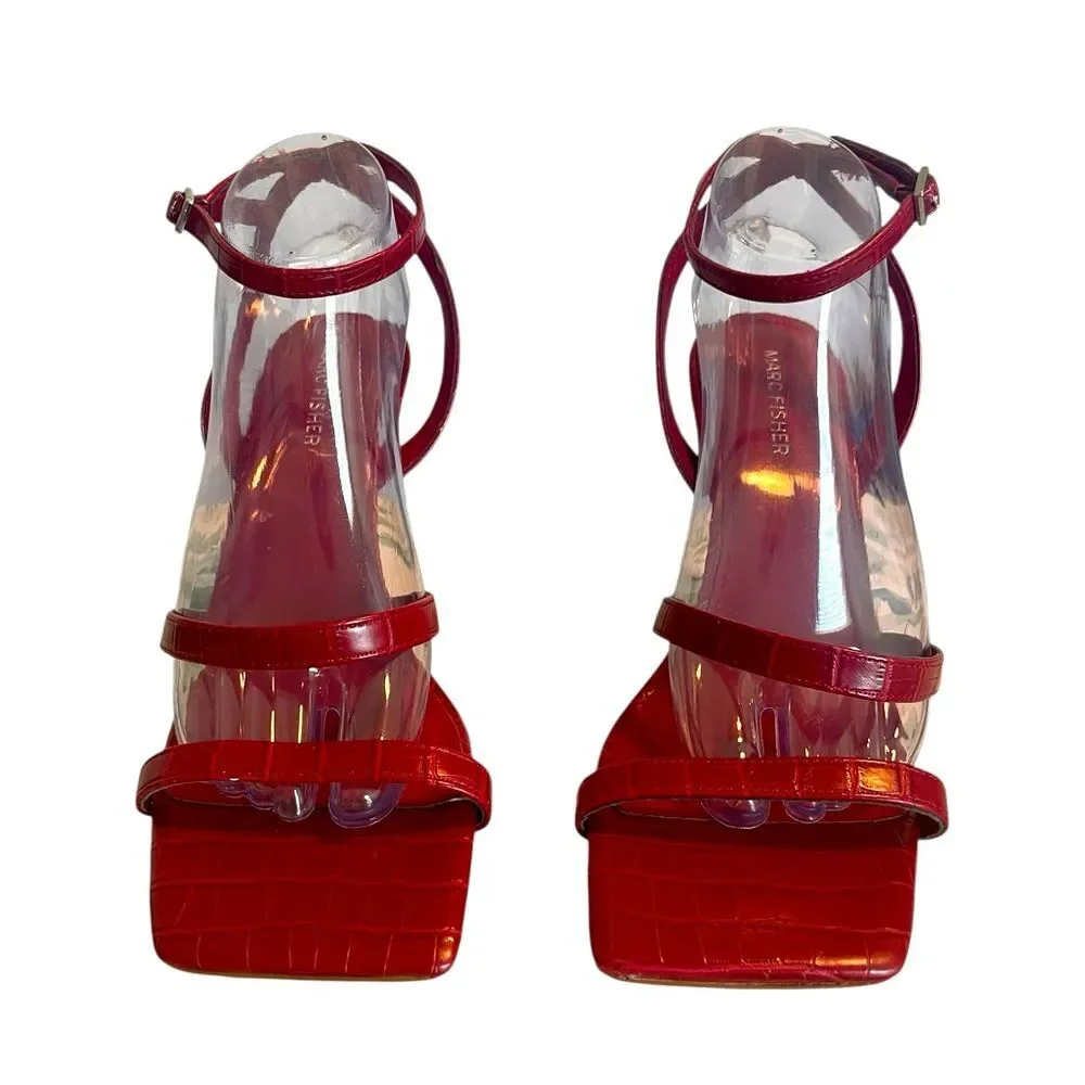 Marc Fisher Burgundy Red Strappy Heels,‎ Size 10